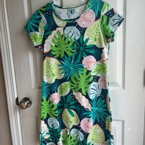 Tropical Leaf Print Mini Dress